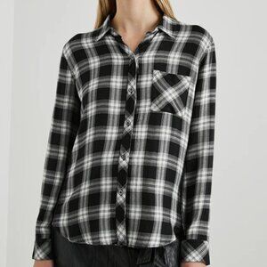 Rails Hunter Midnight Snow Plaid Flannel Button Down Academia Preppy Comfy M